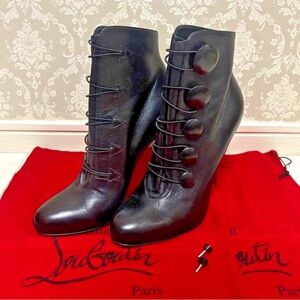 Christian Louboutin Black Lace-Up Boots